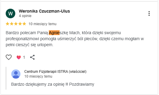 Opinia o masażu u Agnieszki Mach