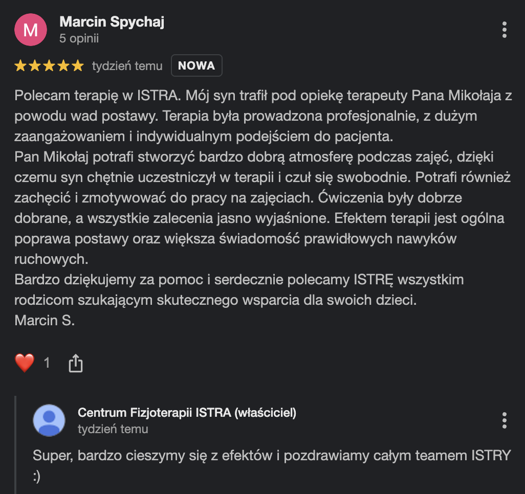Opinia Google, Marcin Spychaj
